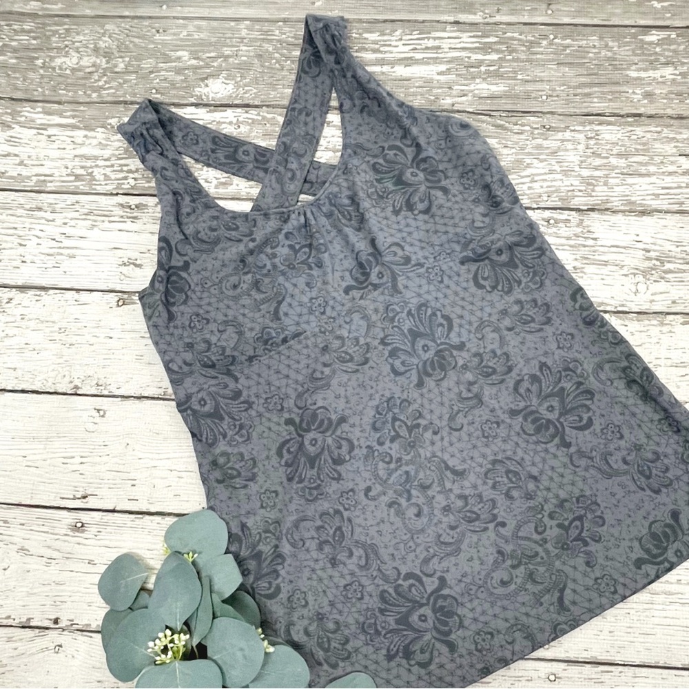 REI Floral Cross Back Tank Top